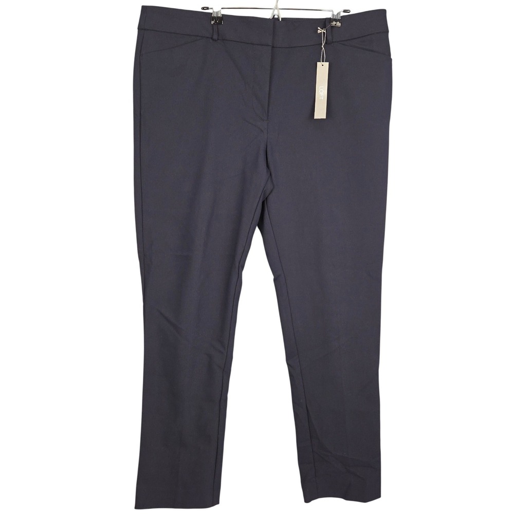 LOFT Womens Ankle Dress Pants Stretch Straight Leg Sz 14 Navy Blue Work‎ New